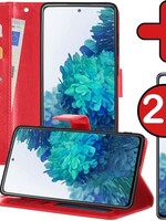 BTH BTH Samsung Galaxy S20FE Hoesje Bookcase Rood Met 2x Screenprotector
