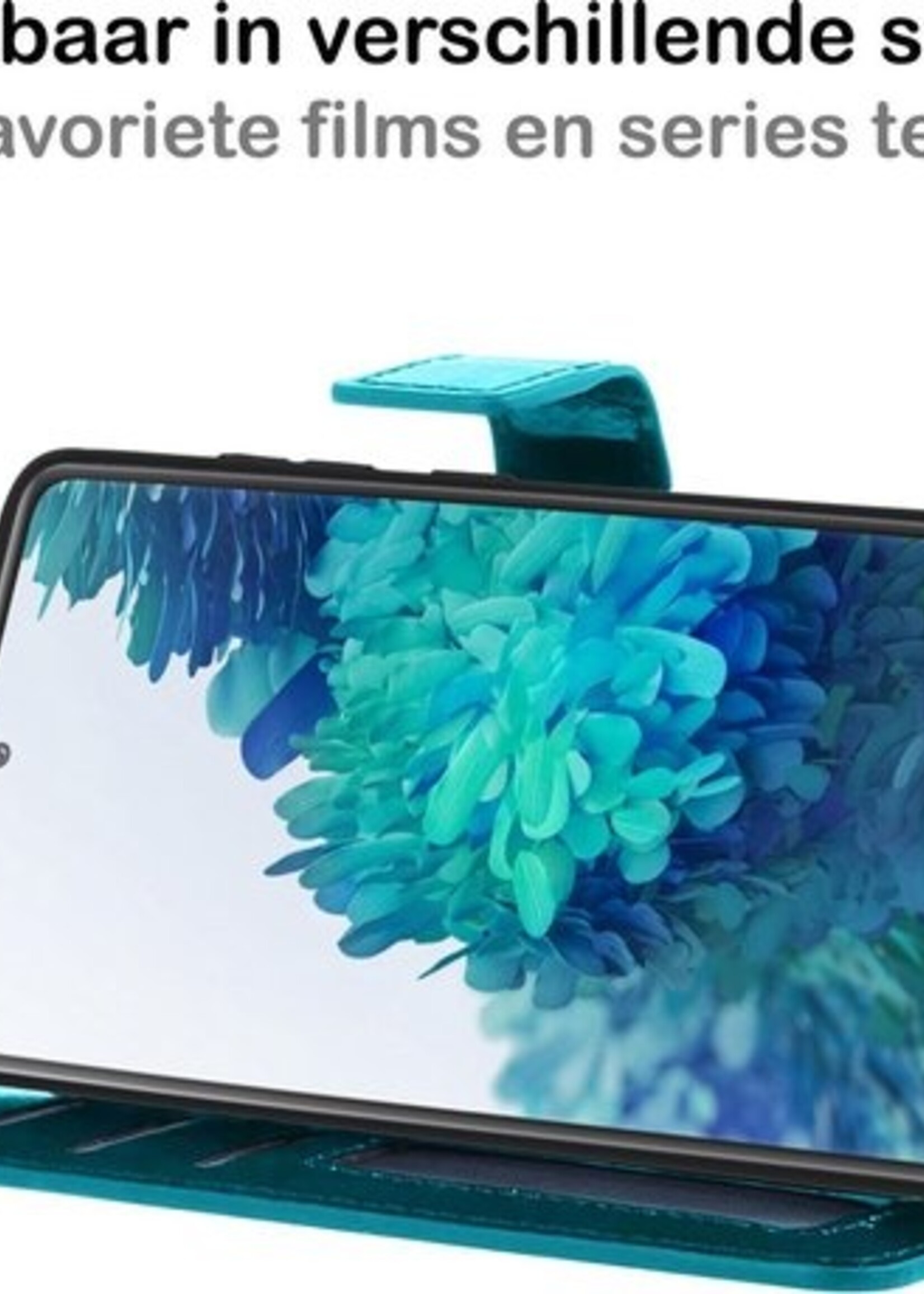 BTH Hoesje Geschikt voor Samsung S20 FE Hoesje Book Case Hoes Portemonnee Cover Walletcase Met 2x Screenprotector - Hoes Geschikt voor Samsung Galaxy S20 FE Hoes Bookcase Hoesje - Turquoise