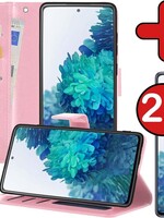 BTH BTH Samsung Galaxy S20FE Hoesje Bookcase Lichtroze Met 2x Screenprotector