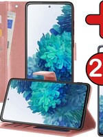 BTH BTH Samsung Galaxy S20FE Hoesje Bookcase Rose Goud Met 2x Screenprotector