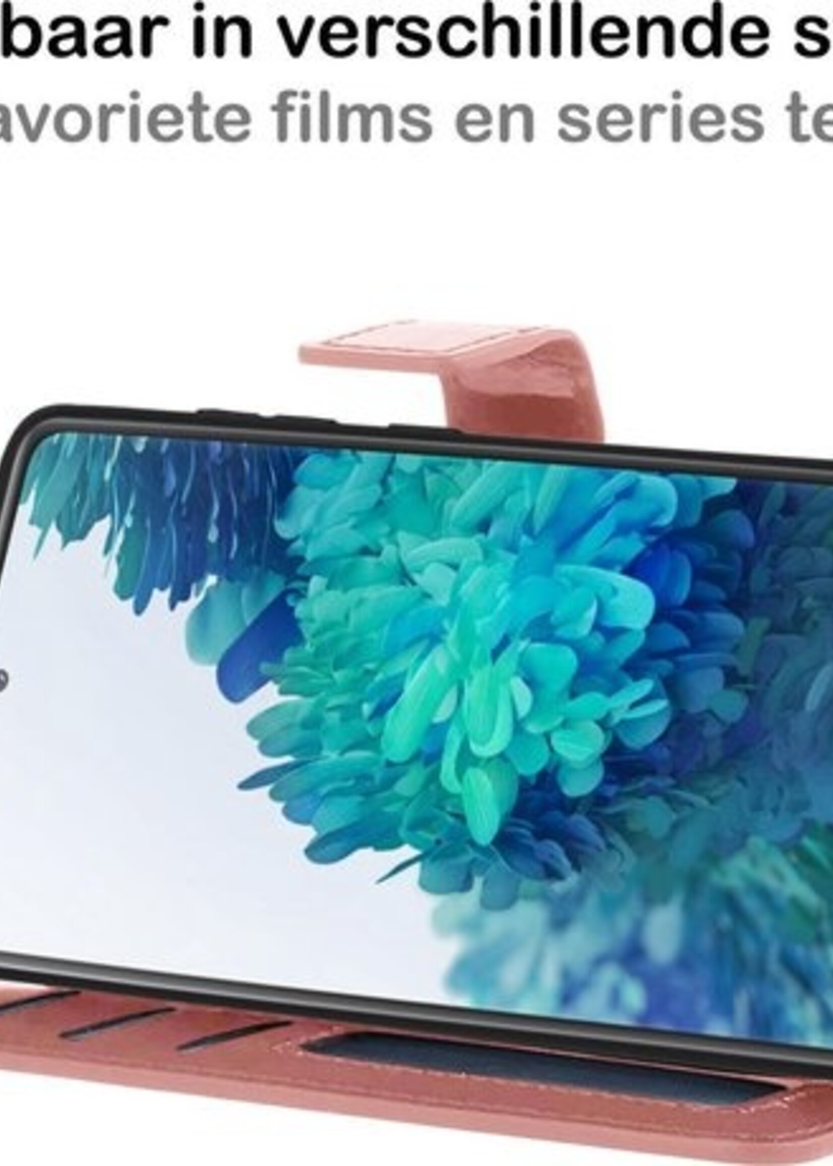 BTH Hoesje Geschikt voor Samsung S20 FE Hoesje Book Case Hoes Portemonnee Cover Walletcase Met 2x Screenprotector - Hoes Geschikt voor Samsung Galaxy S20 FE Hoes Bookcase Hoesje - Rosé goud