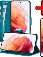 BTH BTH Samsung Galaxy S21 Hoesje Bookcase Turquoise Met Screenprotector