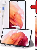BTH BTH Samsung Galaxy S21 Hoesje Bookcase Wit Met Screenprotector