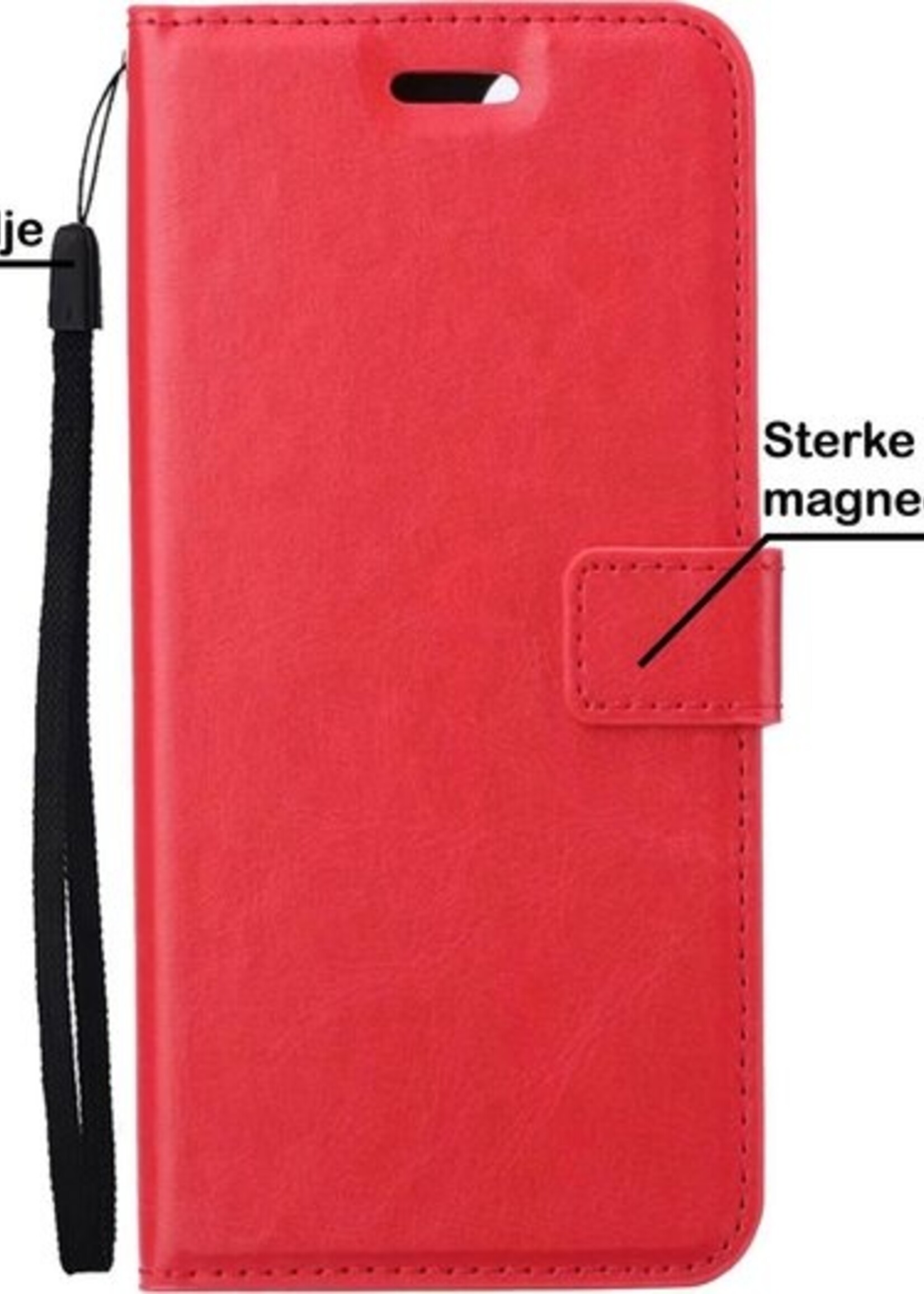 BTH Hoesje Geschikt voor Samsung S21 Plus Hoesje Book Case Hoes Portemonnee Cover Walletcase Met Screenprotector - Hoes Geschikt voor Samsung Galaxy S21 Plus Hoes Bookcase Hoesje - Rood