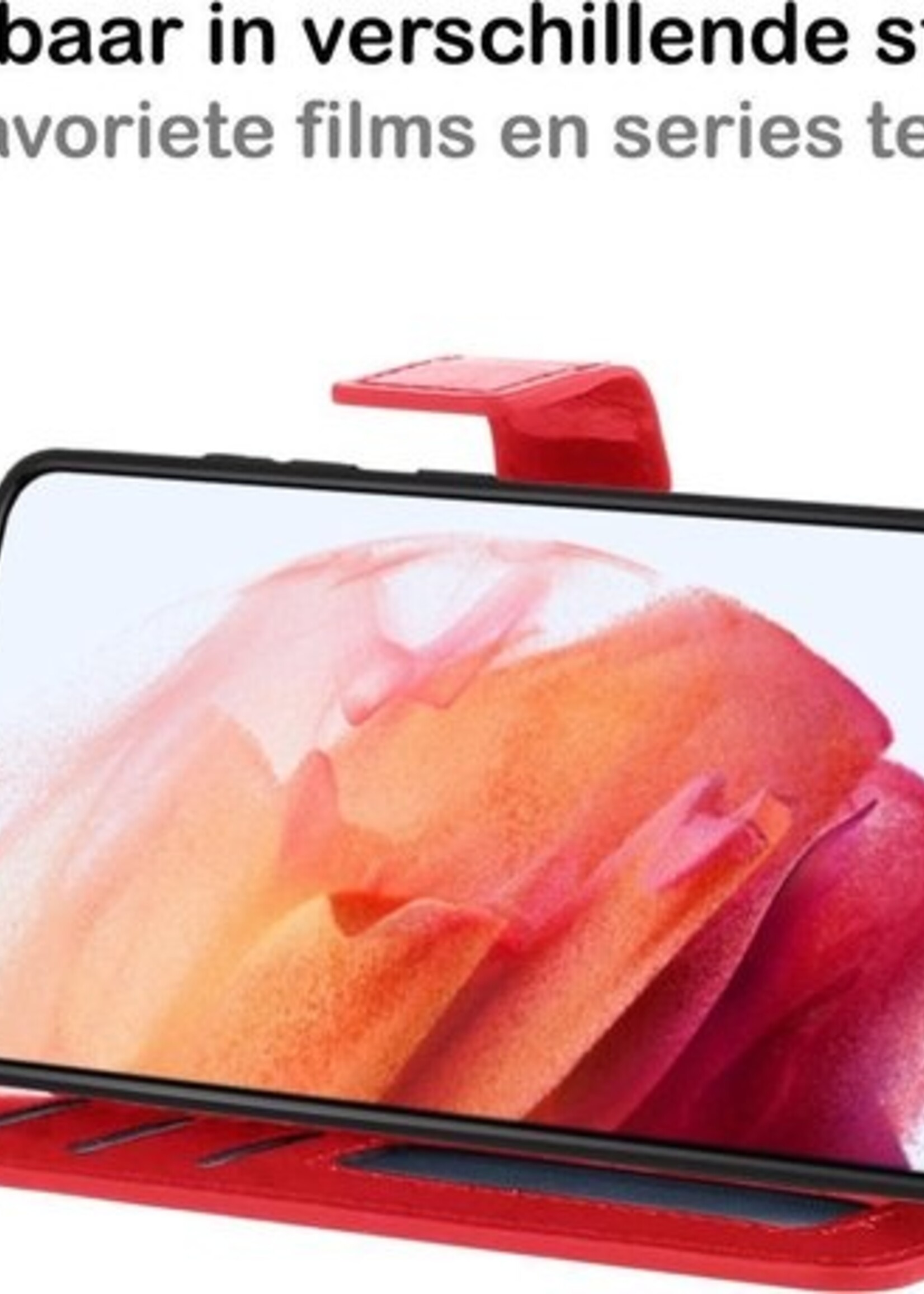 BTH Hoesje Geschikt voor Samsung S21 Plus Hoesje Book Case Hoes Portemonnee Cover Walletcase Met Screenprotector - Hoes Geschikt voor Samsung Galaxy S21 Plus Hoes Bookcase Hoesje - Rood