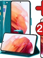 BTH BTH Samsung Galaxy S21 Plus Hoesje Bookcase Turquoise Met 2x Screenprotector