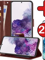 BTH BTH Samsung Galaxy S20 Hoesje Bookcase Bruin Met 2x Screenprotector