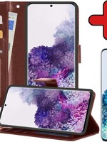BTH BTH Samsung Galaxy S20 Plus Hoesje Bookcase Bruin Met Screenprotector
