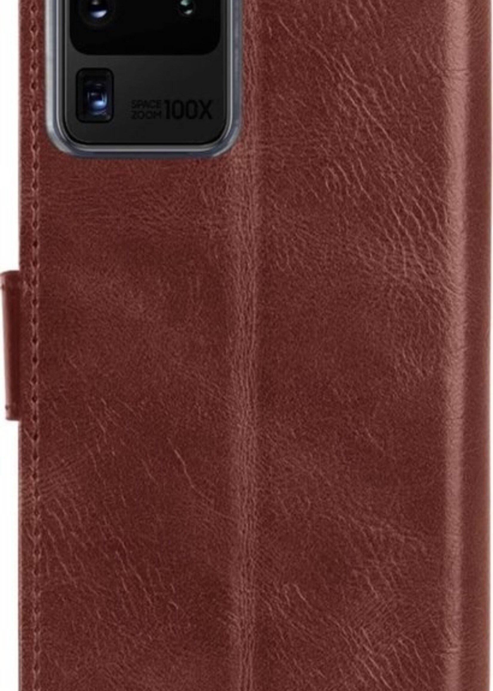 BTH Hoesje Geschikt voor Samsung S20 Ultra Hoesje Book Case Hoes Portemonnee Cover Walletcase Met Screenprotector - Hoes Geschikt voor Samsung Galaxy S20 Ultra Hoes Bookcase Hoesje - Bruin