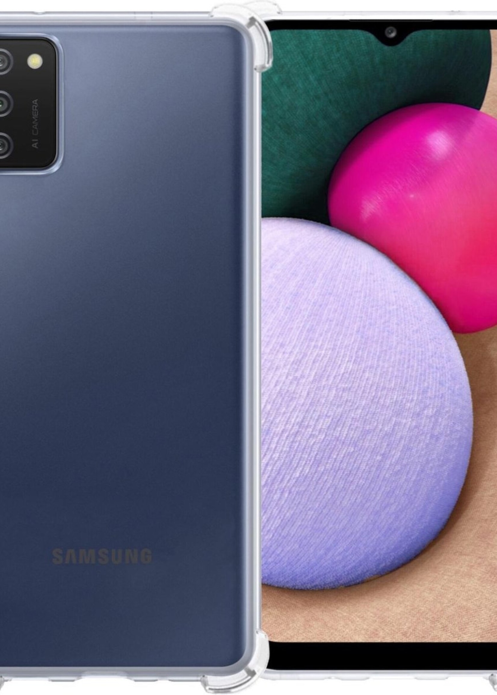 BTH Hoesje Geschikt voor Samsung A02s Hoesje Siliconen Shock Proof Case Hoes - Hoes Geschikt voor Samsung Galaxy A02s Hoes Cover Case Shockproof - Transparant