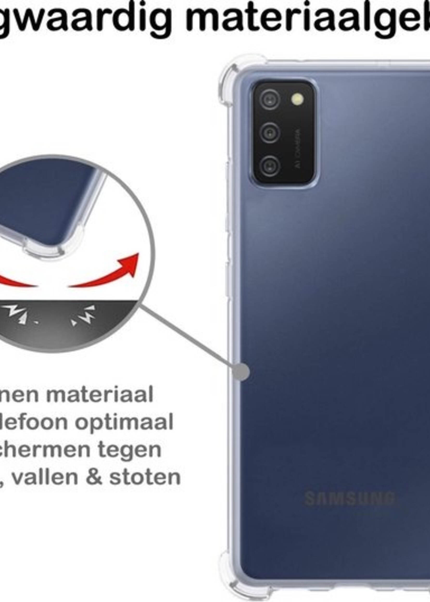 BTH Hoesje Geschikt voor Samsung A02s Hoesje Siliconen Shock Proof Case Hoes - Hoes Geschikt voor Samsung Galaxy A02s Hoes Cover Case Shockproof - Transparant