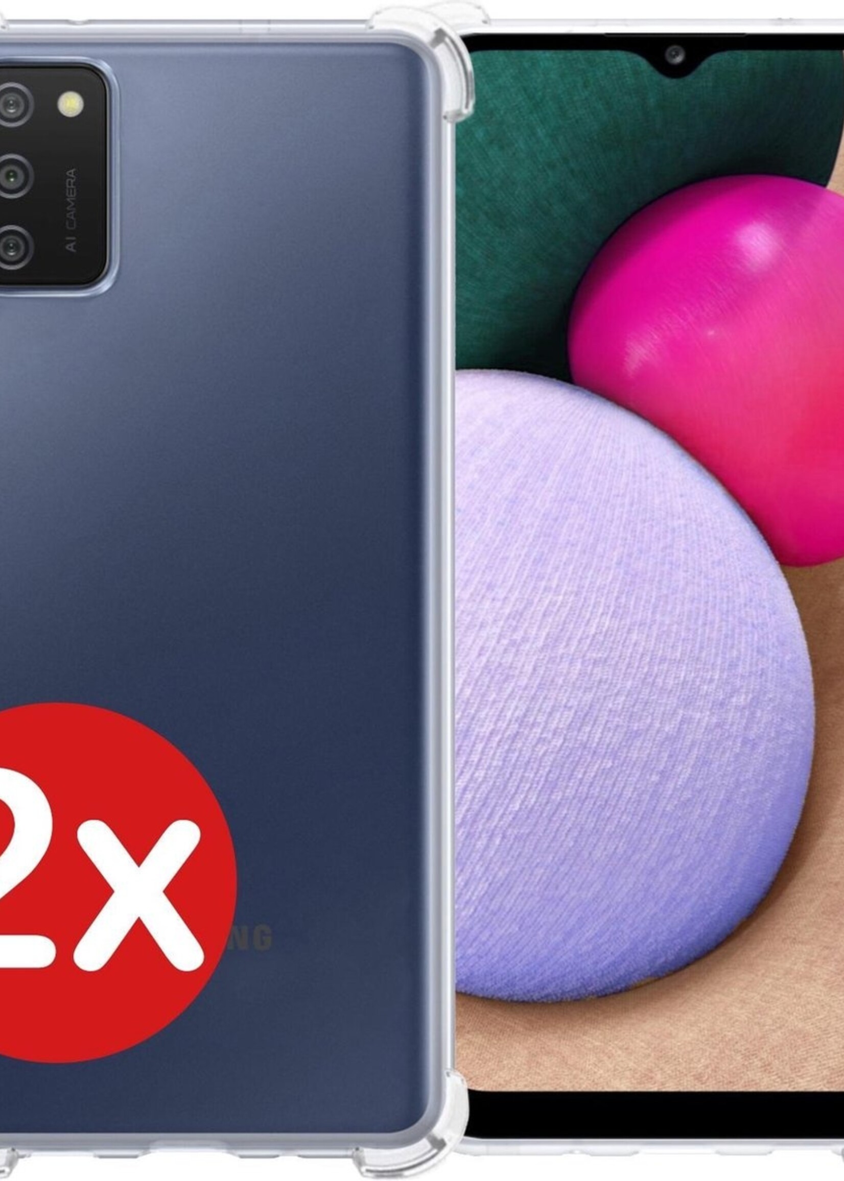 BTH Hoesje Geschikt voor Samsung A02s Hoesje Siliconen Shock Proof Case Hoes - Hoes Geschikt voor Samsung Galaxy A02s Hoes Cover Case Shockproof - Transparant - 2 PACK