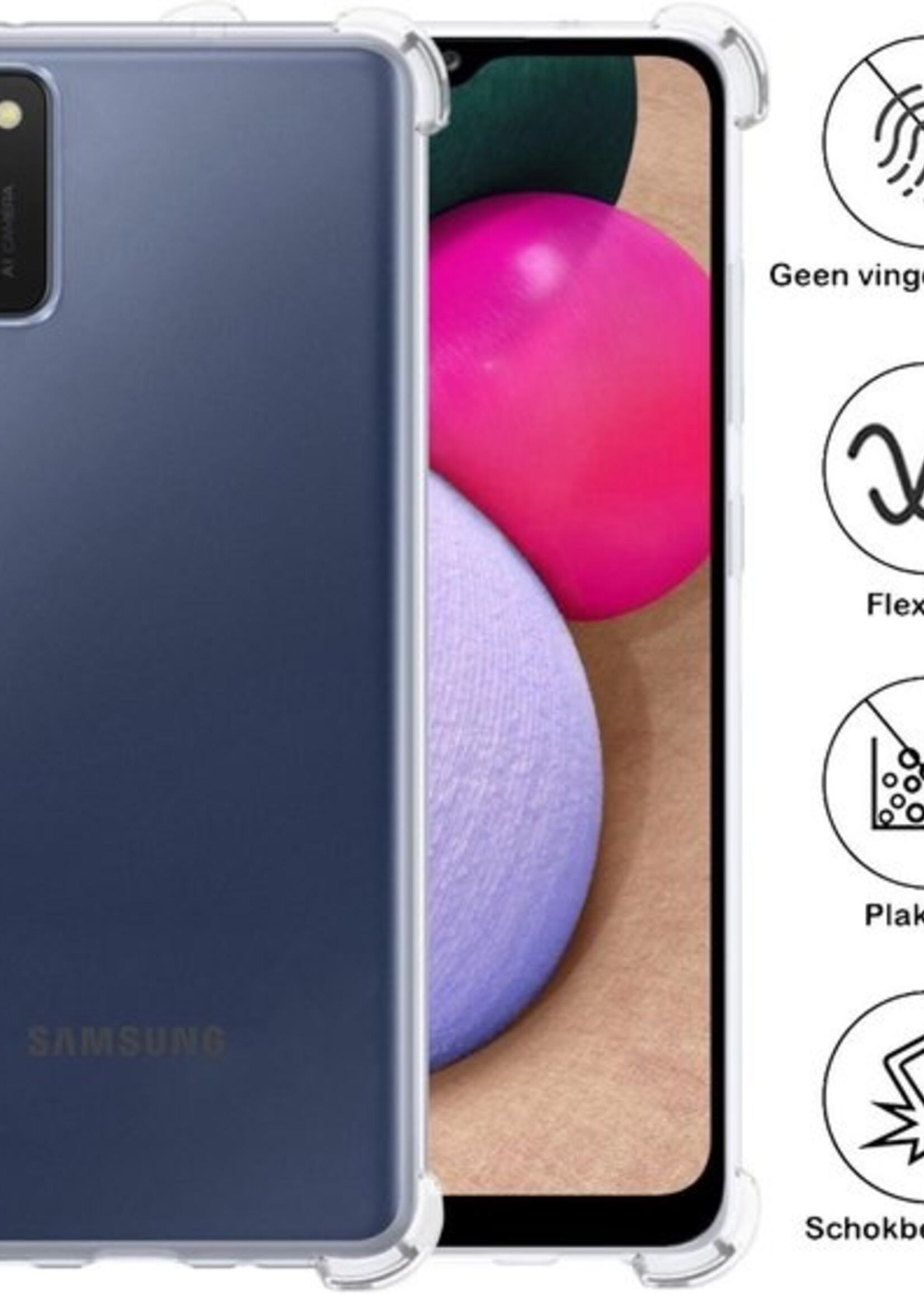 BTH Hoesje Geschikt voor Samsung A02s Hoesje Siliconen Shock Proof Case Hoes - Hoes Geschikt voor Samsung Galaxy A02s Hoes Cover Case Shockproof - Transparant - 2 PACK