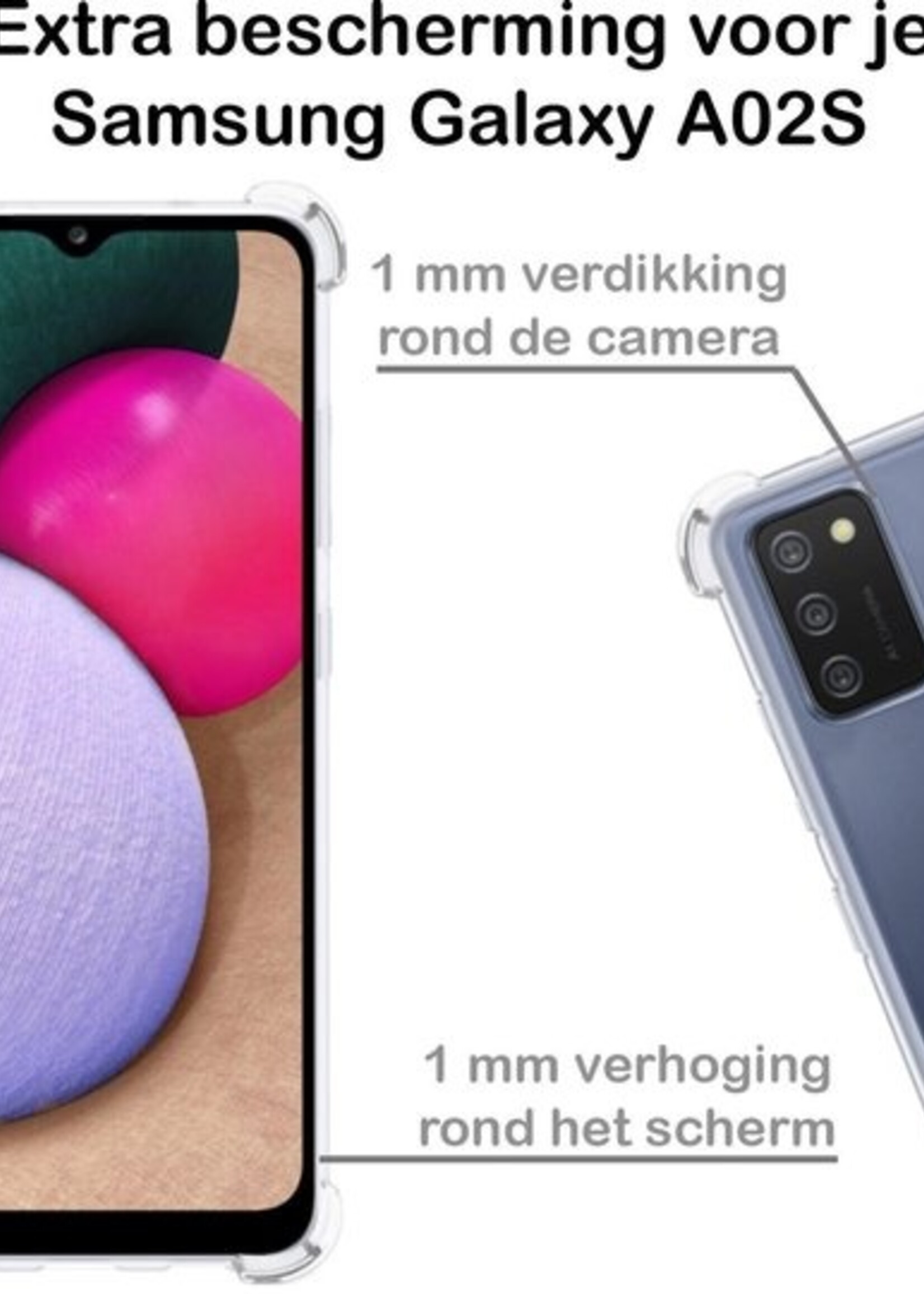 BTH Hoesje Geschikt voor Samsung A02s Hoesje Siliconen Shock Proof Case Hoes - Hoes Geschikt voor Samsung Galaxy A02s Hoes Cover Case Shockproof - Transparant - 2 PACK
