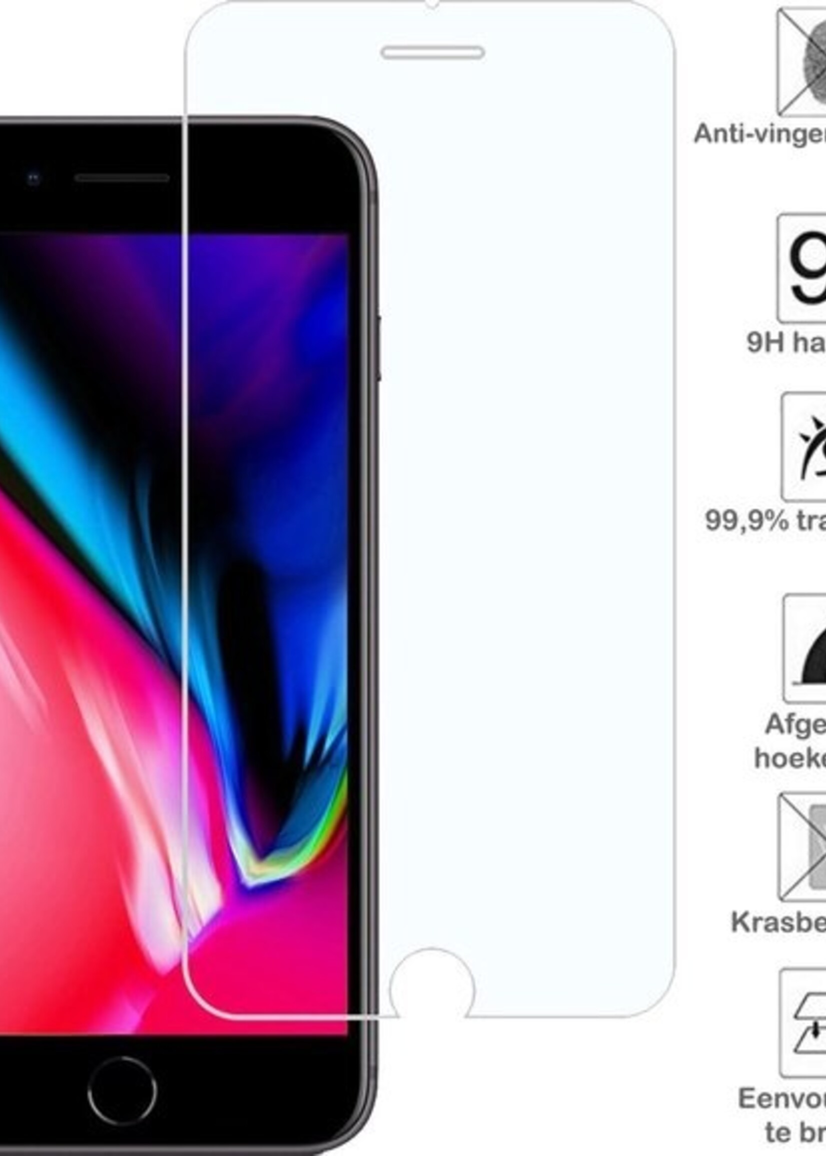 BTH Hoesje Geschikt voor iPhone 8 Hoesje Met Pasjeshouder Siliconen Case Met Kaarthouder Met Screenprotector - Hoes Geschikt voor iPhone 8 Hoesje Shock Proof Case - Transparant