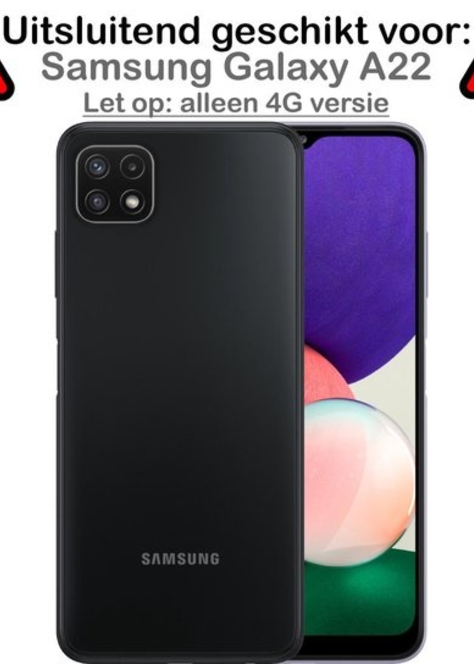 BTH Hoesje Geschikt voor Samsung A22 4G Hoesje Siliconen Case Hoes - Hoes Geschikt voor Samsung Galaxy A22 4G Hoes Cover Case - Groen - 2 PACK