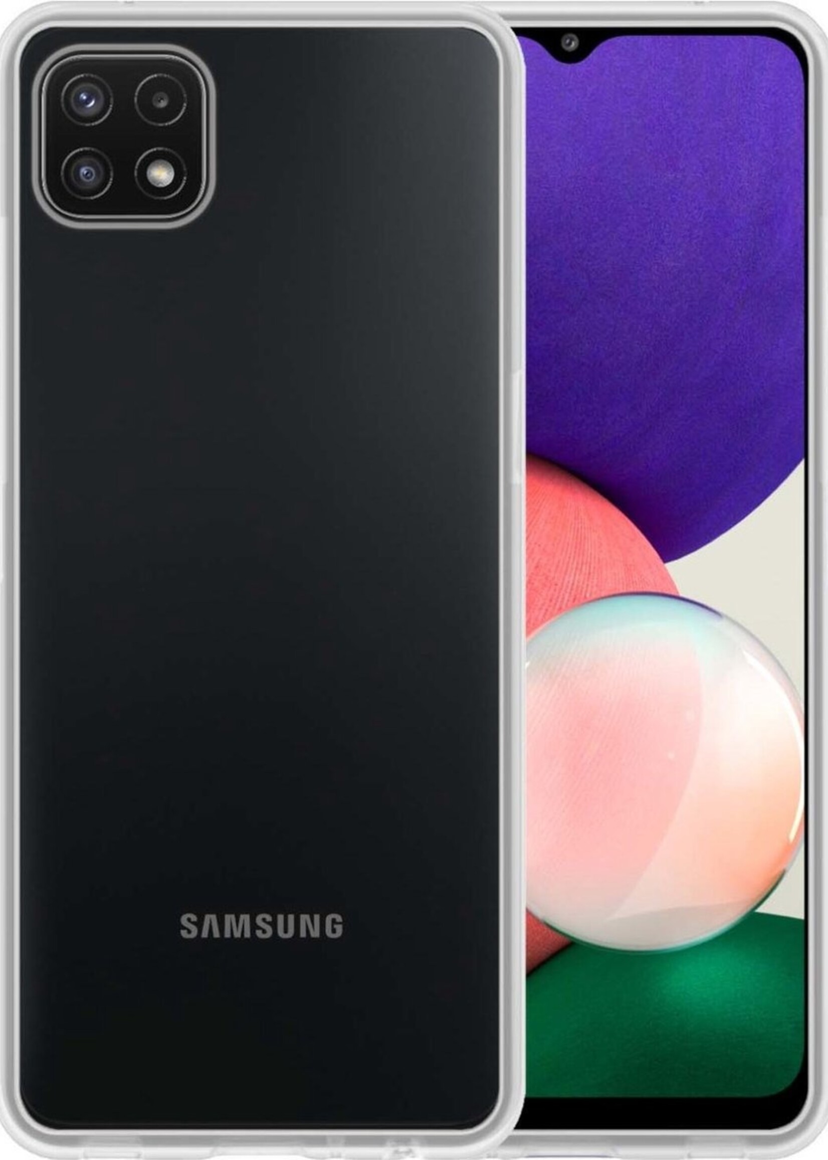 BTH Hoesje Geschikt voor Samsung A22 5G Hoesje Siliconen Case Hoes - Hoes Geschikt voor Samsung Galaxy A22 5G Hoes Cover Case - Transparant