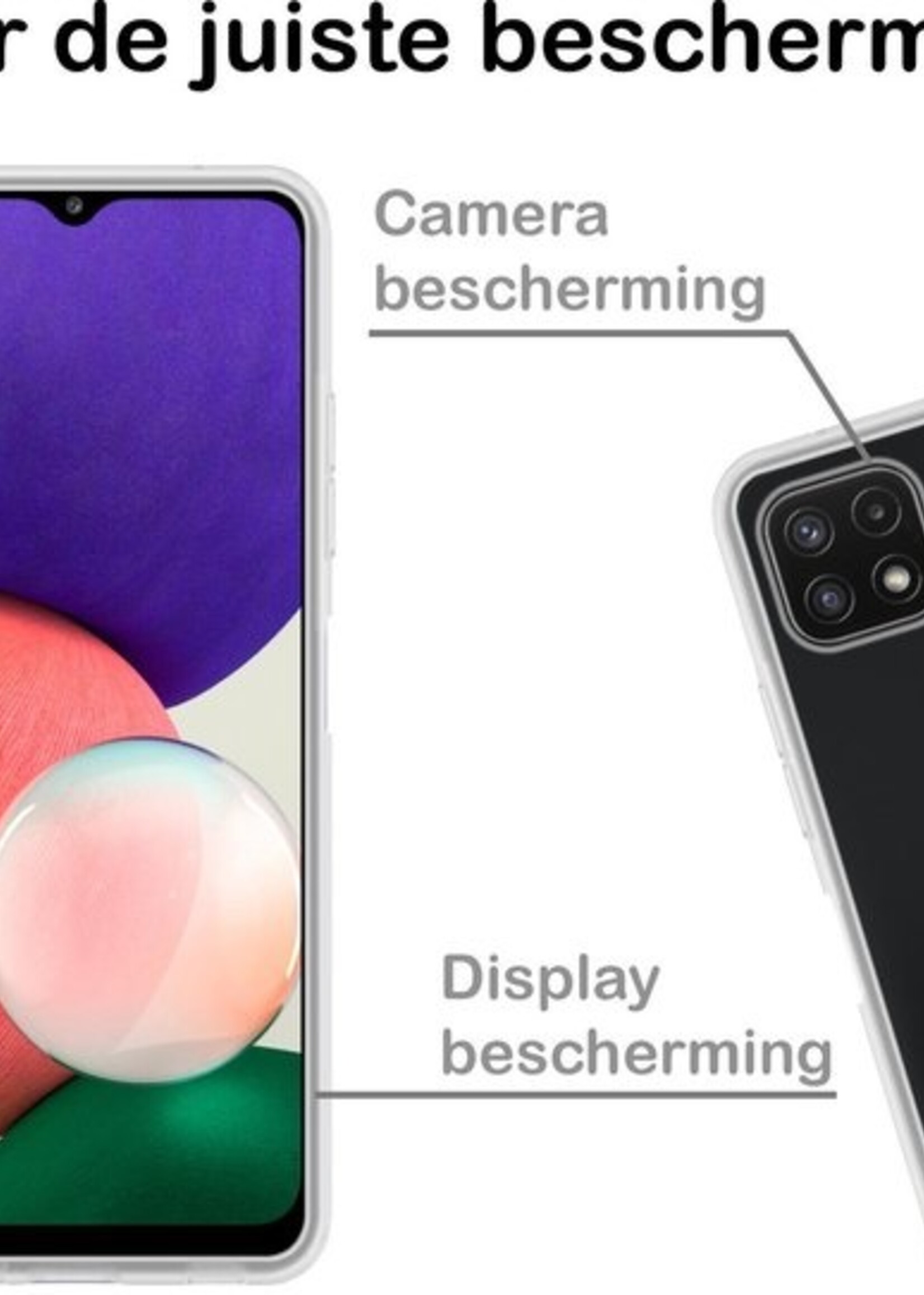 BTH Hoesje Geschikt voor Samsung A22 5G Hoesje Siliconen Case Hoes - Hoes Geschikt voor Samsung Galaxy A22 5G Hoes Cover Case - Transparant