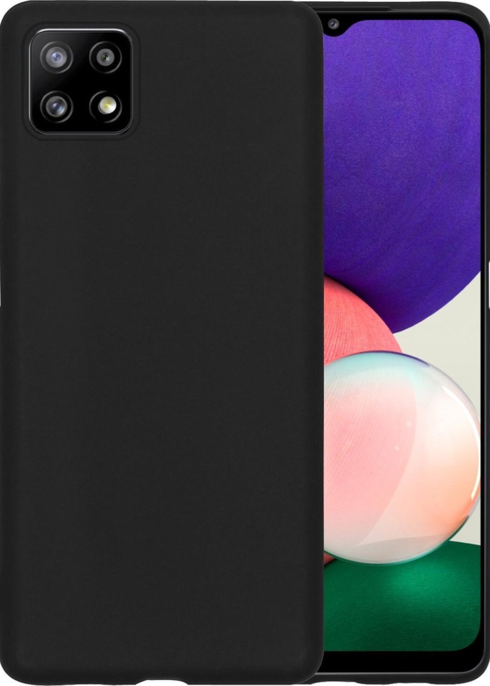 BTH Hoesje Geschikt voor Samsung A22 5G Hoesje Siliconen Case Hoes - Hoes Geschikt voor Samsung Galaxy A22 5G Hoes Cover Case - Zwart