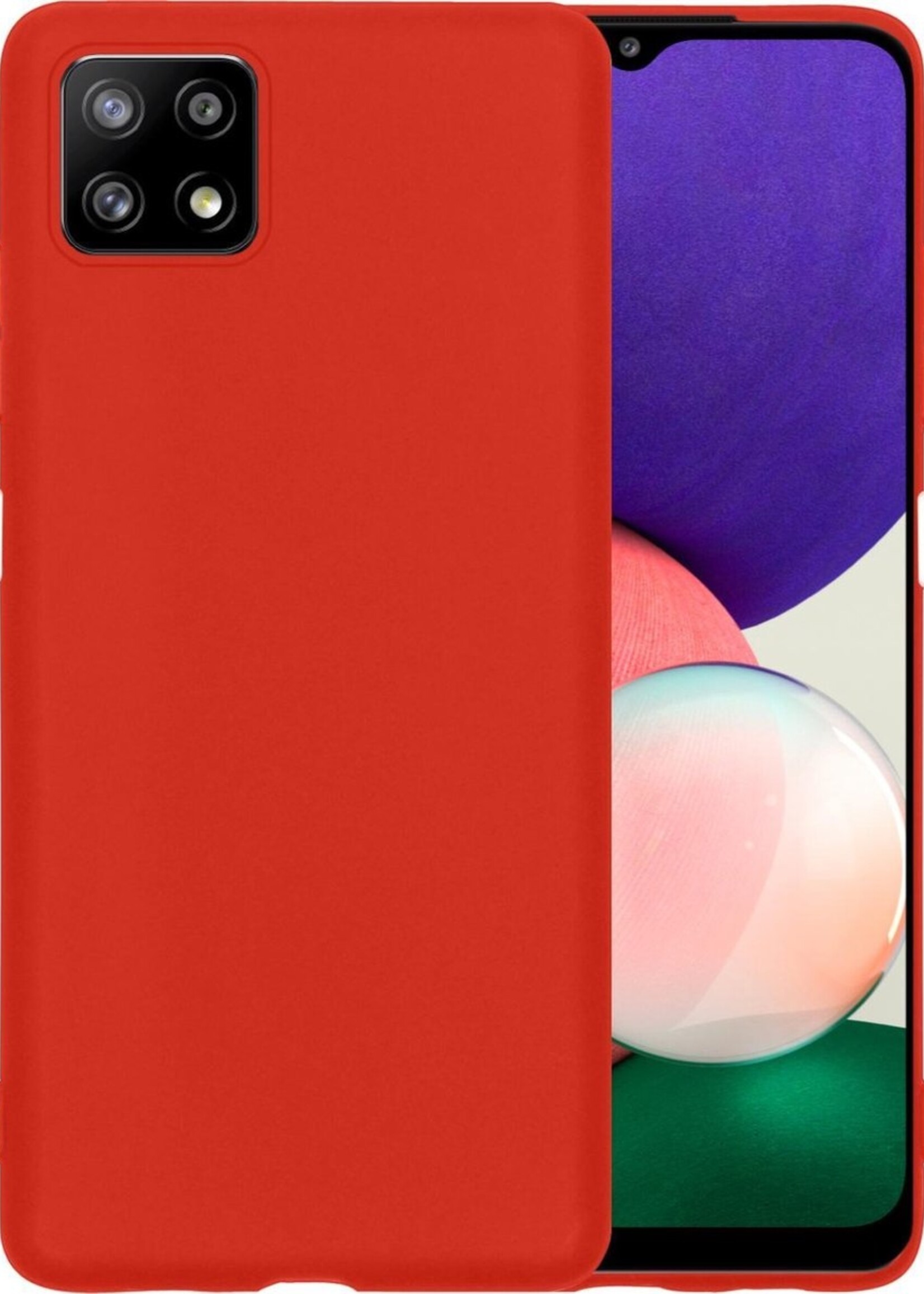 BTH Hoesje Geschikt voor Samsung A22 5G Hoesje Siliconen Case Hoes - Hoes Geschikt voor Samsung Galaxy A22 5G Hoes Cover Case - Rood