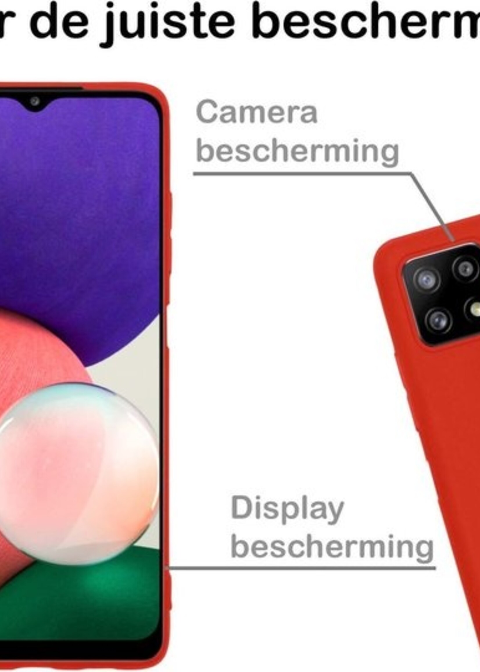BTH Hoesje Geschikt voor Samsung A22 5G Hoesje Siliconen Case Hoes - Hoes Geschikt voor Samsung Galaxy A22 5G Hoes Cover Case - Rood