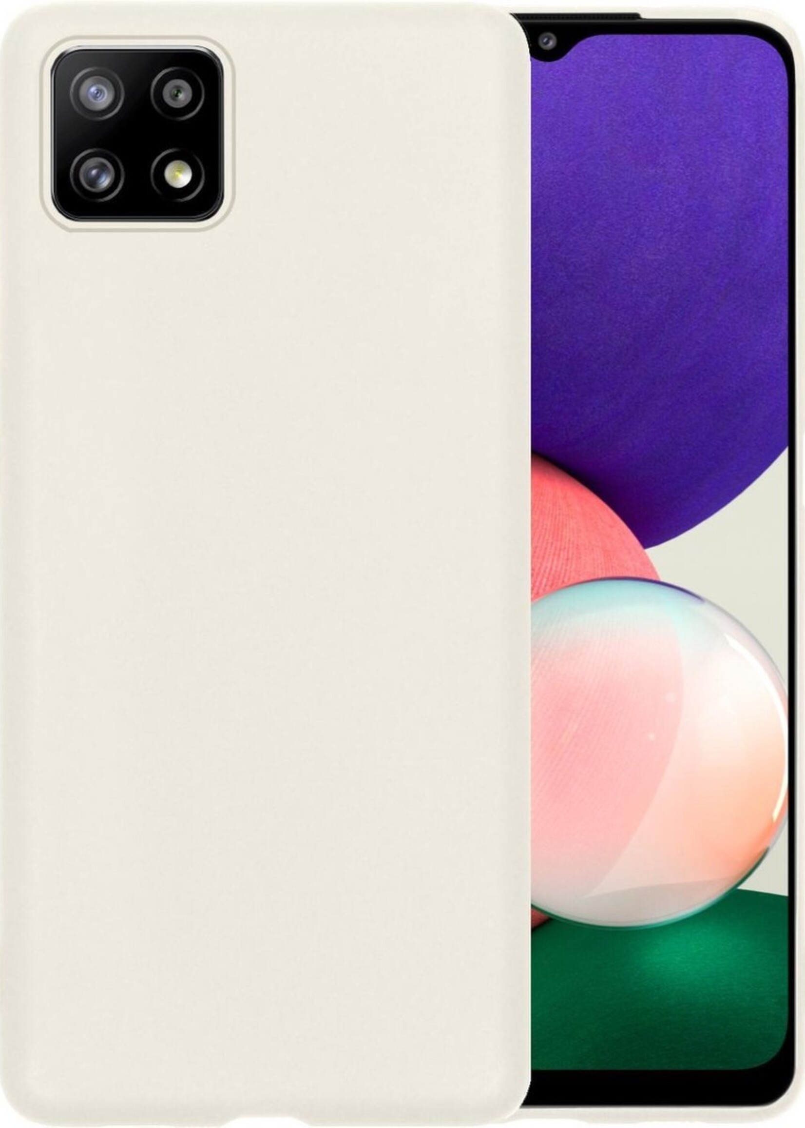 BTH Hoesje Geschikt voor Samsung A22 5G Hoesje Siliconen Case Hoes - Hoes Geschikt voor Samsung Galaxy A22 5G Hoes Cover Case - Wit