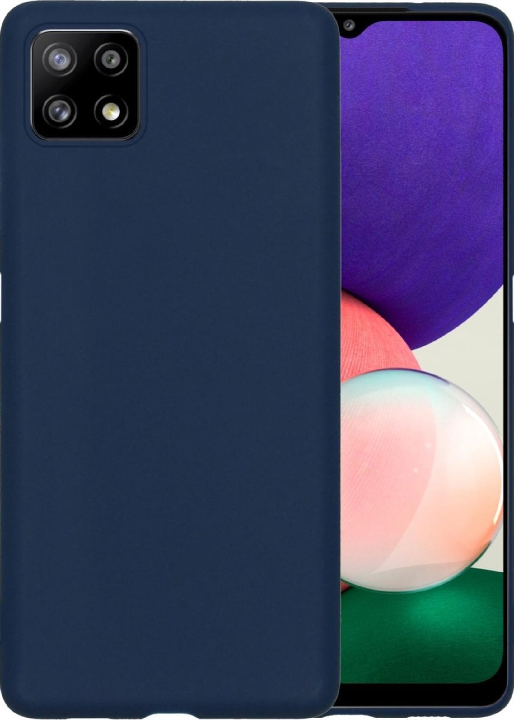 BTH Hoesje Geschikt voor Samsung A22 5G Hoesje Siliconen Case Hoes - Hoes Geschikt voor Samsung Galaxy A22 5G Hoes Cover Case - Blauw