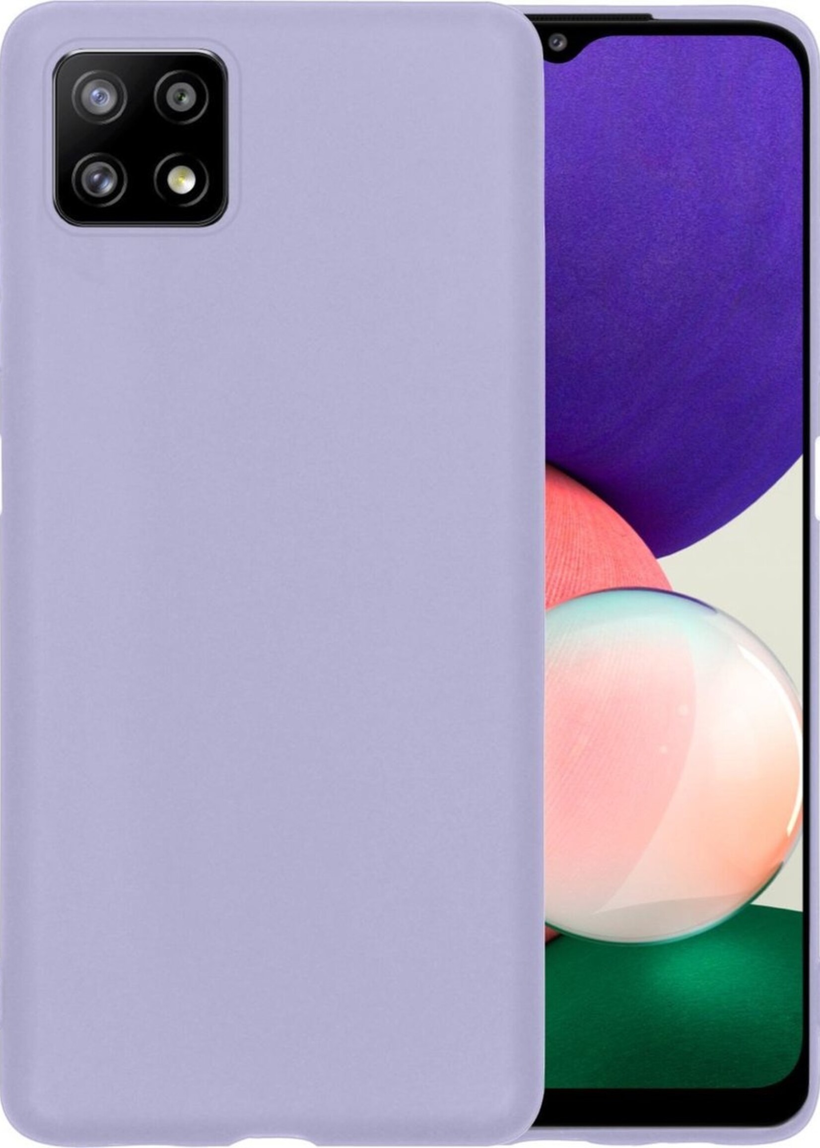 BTH Hoesje Geschikt voor Samsung A22 5G Hoesje Siliconen Case Hoes - Hoes Geschikt voor Samsung Galaxy A22 5G Hoes Cover Case - Lila