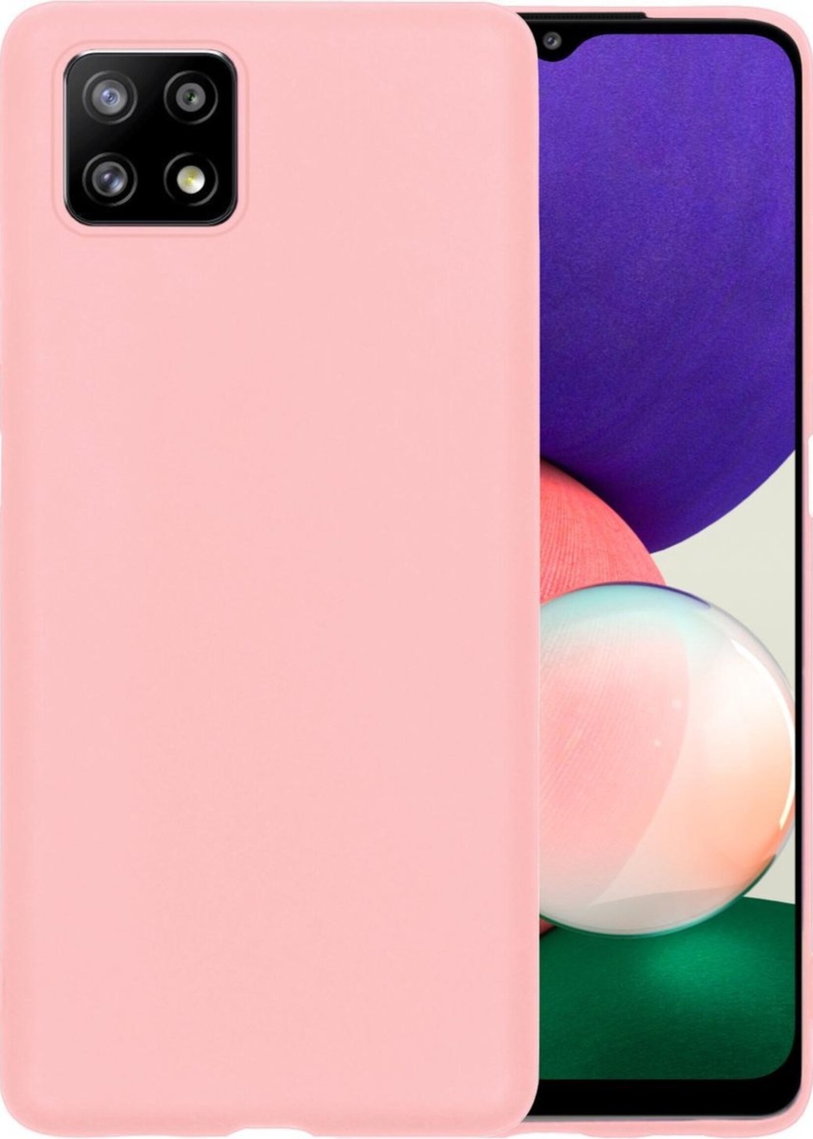 BTH Hoesje Geschikt voor Samsung A22 5G Hoesje Siliconen Case Hoes - Hoes Geschikt voor Samsung Galaxy A22 5G Hoes Cover Case - Roze