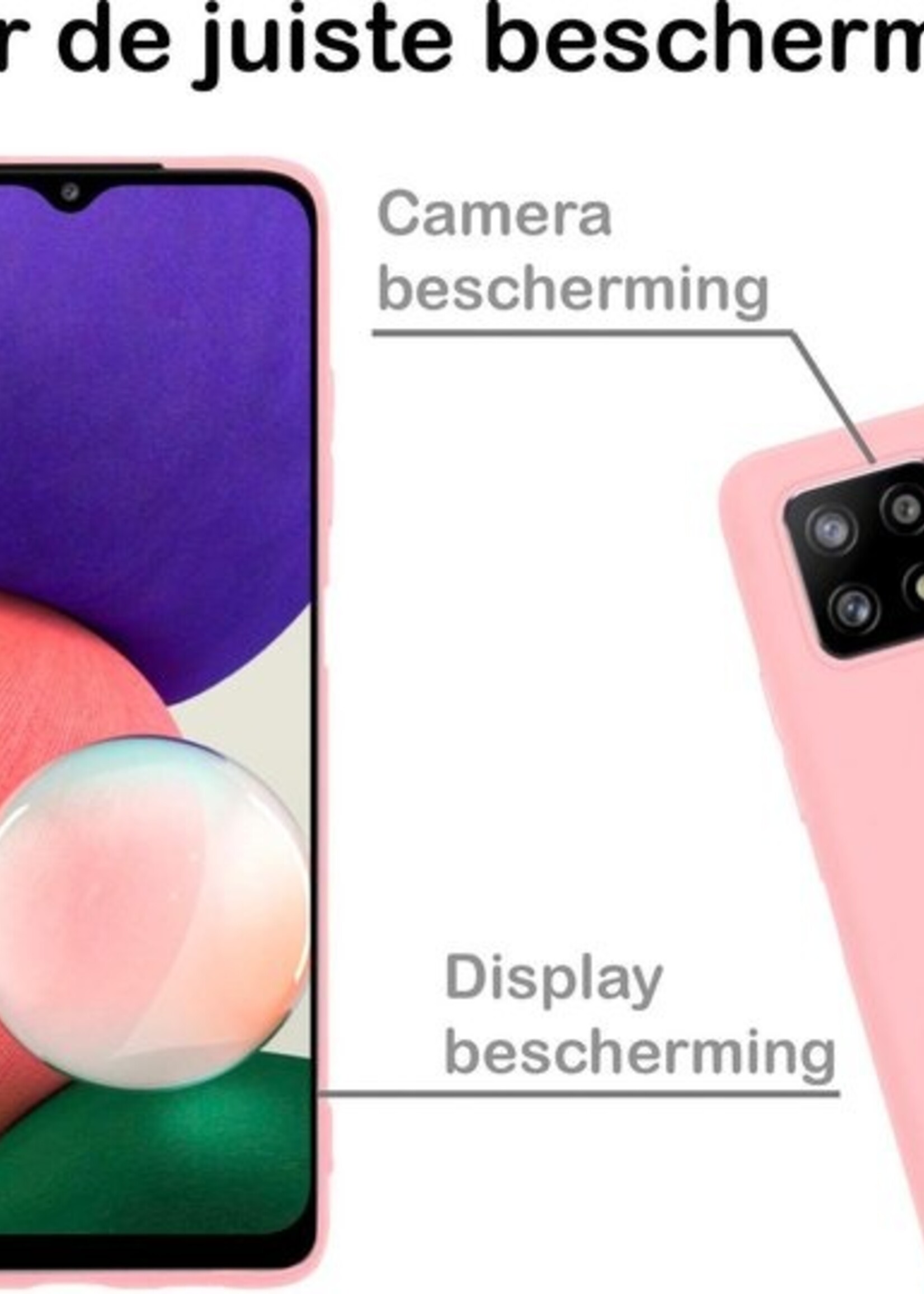 BTH Hoesje Geschikt voor Samsung A22 5G Hoesje Siliconen Case Hoes - Hoes Geschikt voor Samsung Galaxy A22 5G Hoes Cover Case - Roze