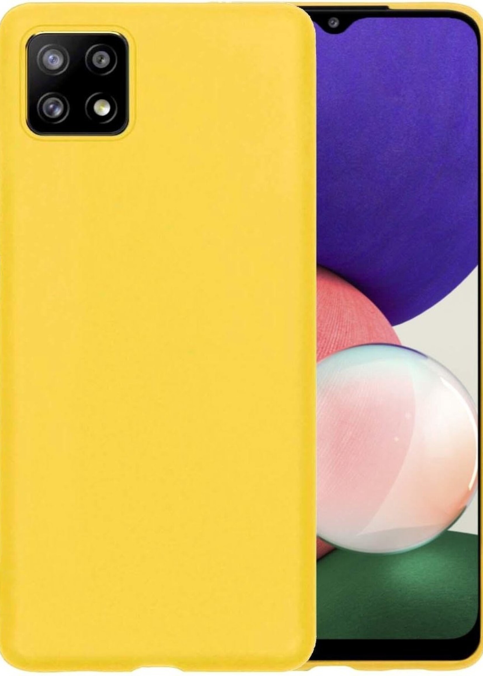 BTH Hoesje Geschikt voor Samsung A22 5G Hoesje Siliconen Case Hoes - Hoes Geschikt voor Samsung Galaxy A22 5G Hoes Cover Case - Geel