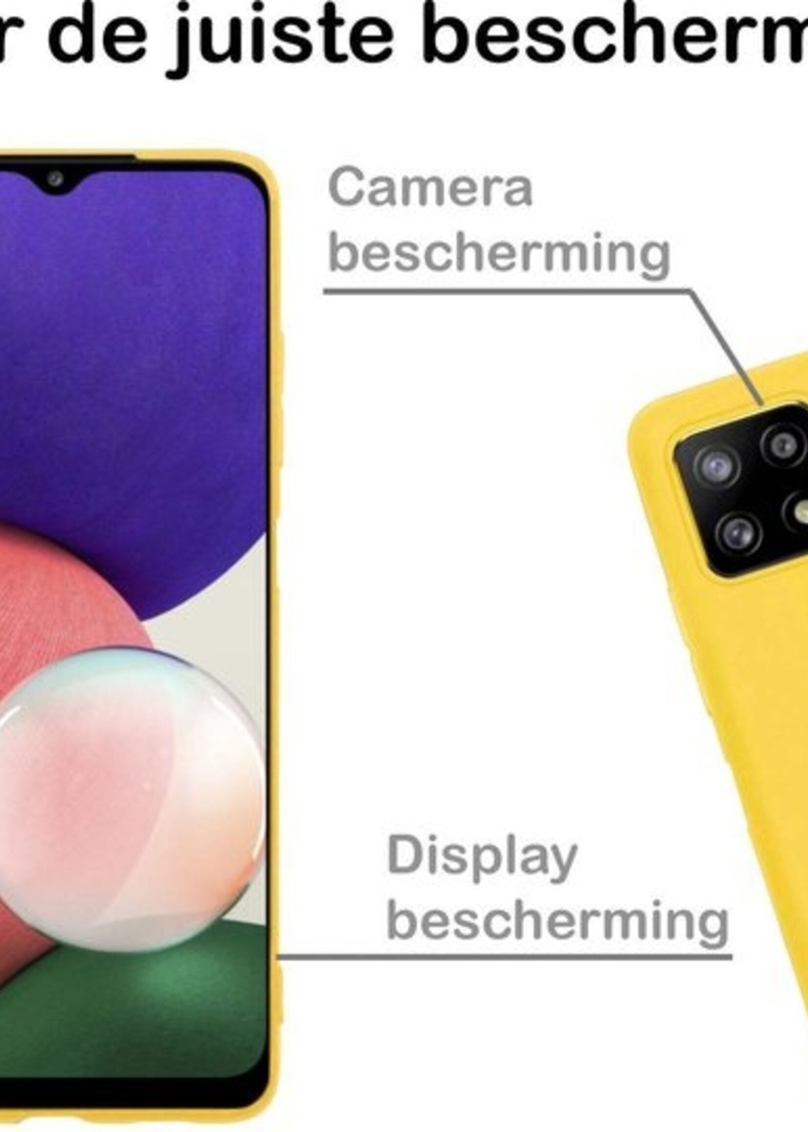 BTH Hoesje Geschikt voor Samsung A22 5G Hoesje Siliconen Case Hoes - Hoes Geschikt voor Samsung Galaxy A22 5G Hoes Cover Case - Geel