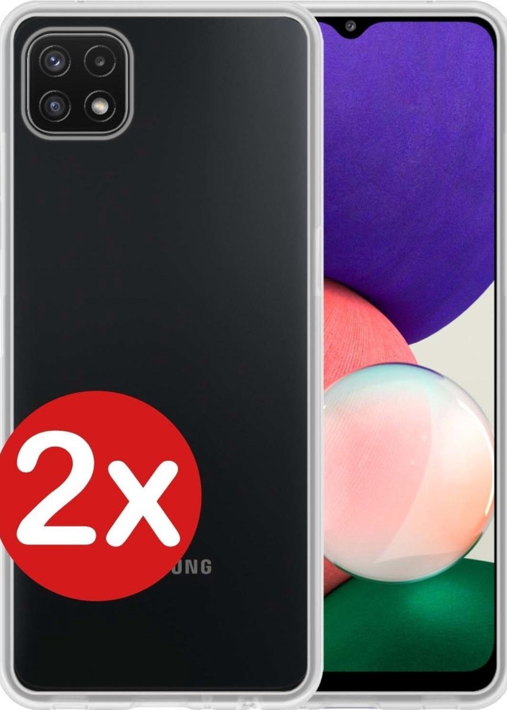 BTH Hoesje Geschikt voor Samsung A22 5G Hoesje Siliconen Case Hoes - Hoes Geschikt voor Samsung Galaxy A22 5G Hoes Cover Case - Transparant - 2 PACK