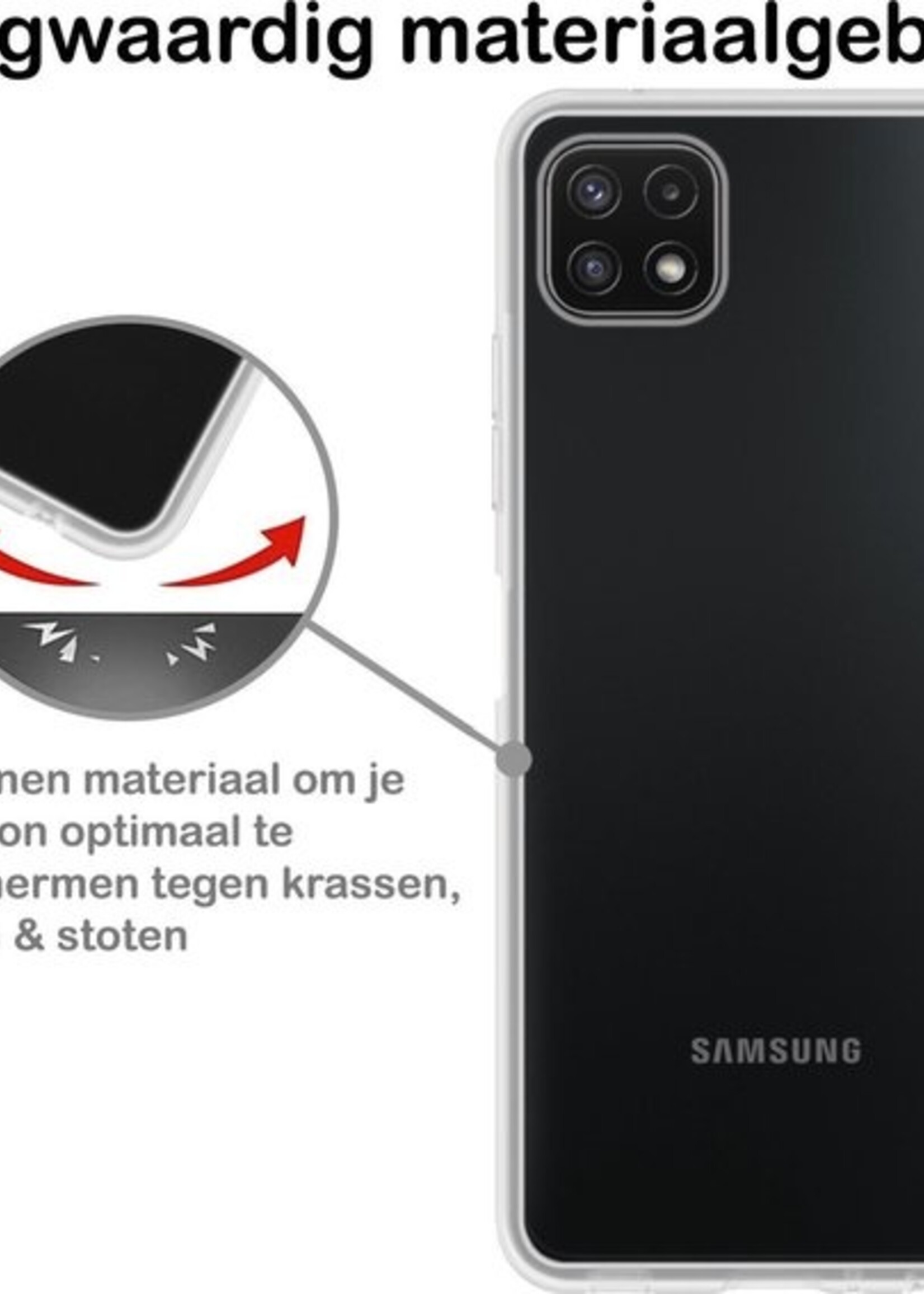 BTH Hoesje Geschikt voor Samsung A22 5G Hoesje Siliconen Case Hoes - Hoes Geschikt voor Samsung Galaxy A22 5G Hoes Cover Case - Transparant - 2 PACK