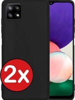 BTH BTH 2 PACK - Samsung Galaxy A22 5G hoesje siliconen - Zwart
