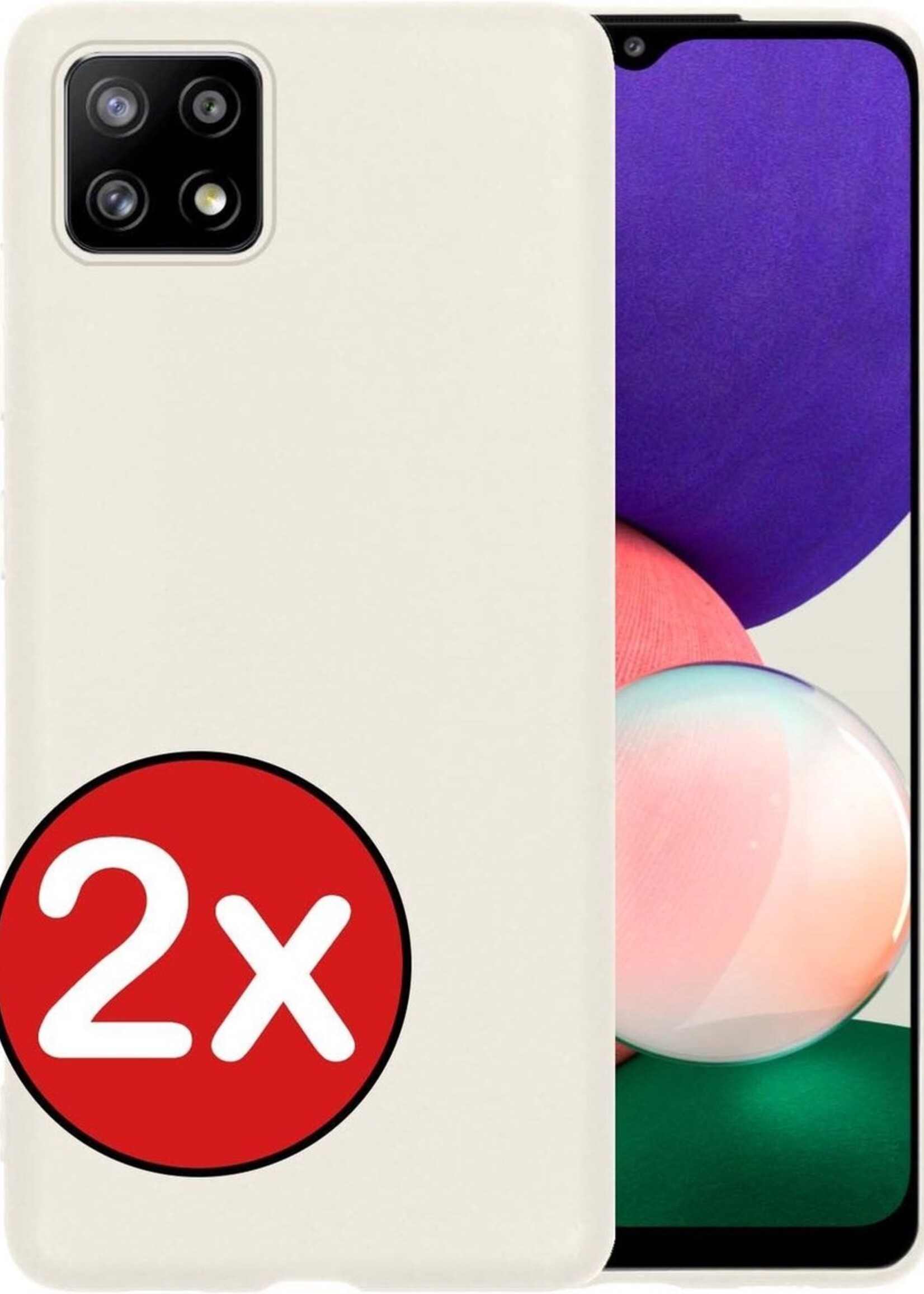 BTH Hoesje Geschikt voor Samsung A22 5G Hoesje Siliconen Case Hoes - Hoes Geschikt voor Samsung Galaxy A22 5G Hoes Cover Case - Wit - 2 PACK