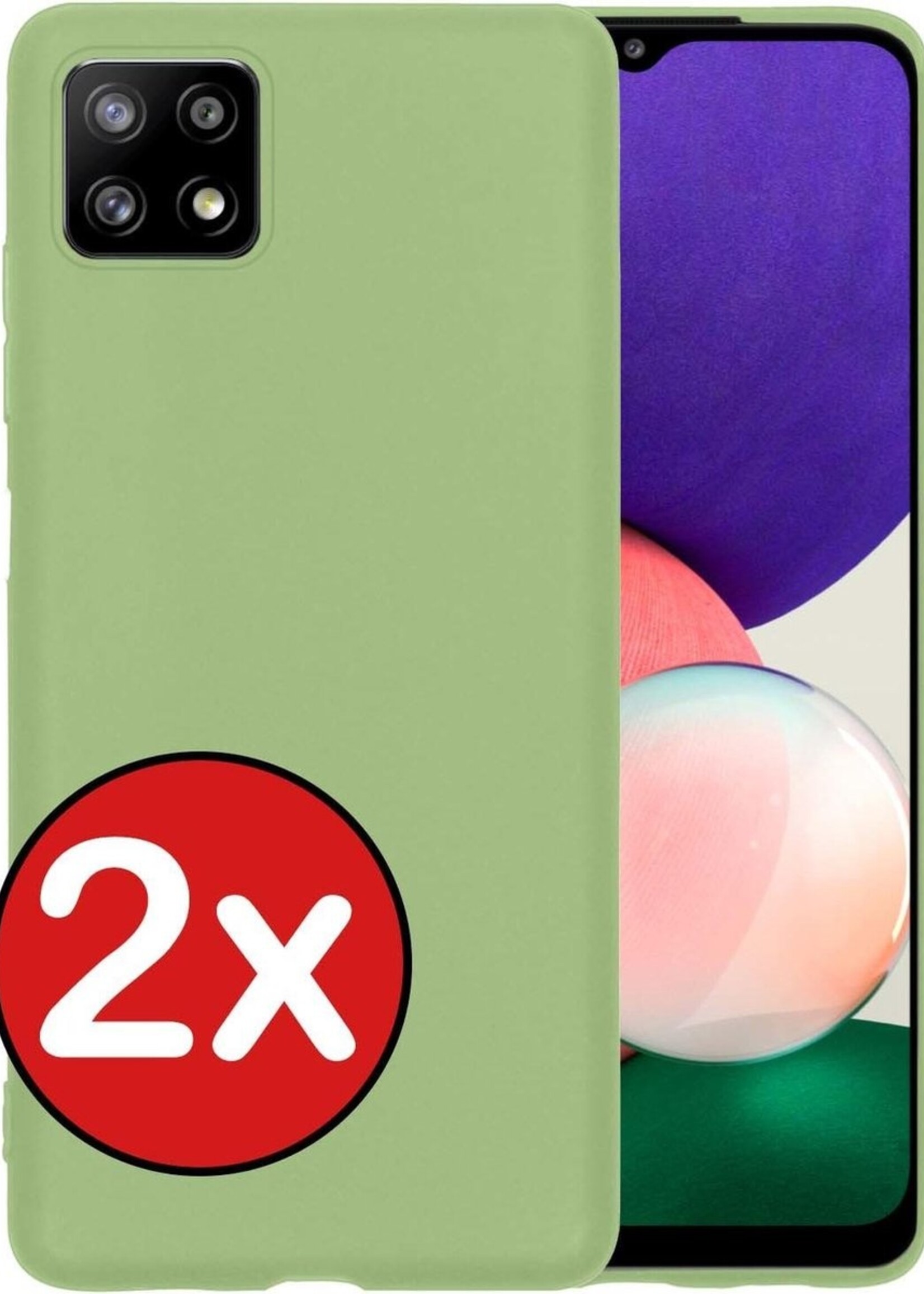 BTH Hoesje Geschikt voor Samsung A22 5G Hoesje Siliconen Case Hoes - Hoes Geschikt voor Samsung Galaxy A22 5G Hoes Cover Case - Groen - 2 PACK