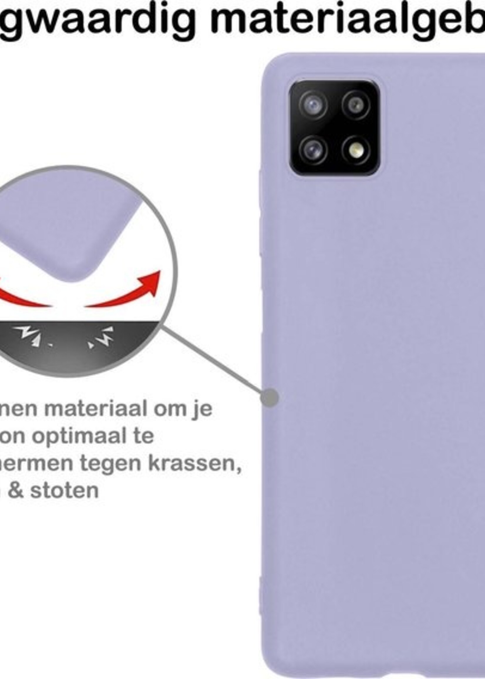 BTH Hoesje Geschikt voor Samsung A22 5G Hoesje Siliconen Case Hoes - Hoes Geschikt voor Samsung Galaxy A22 5G Hoes Cover Case - Lila - 2 PACK