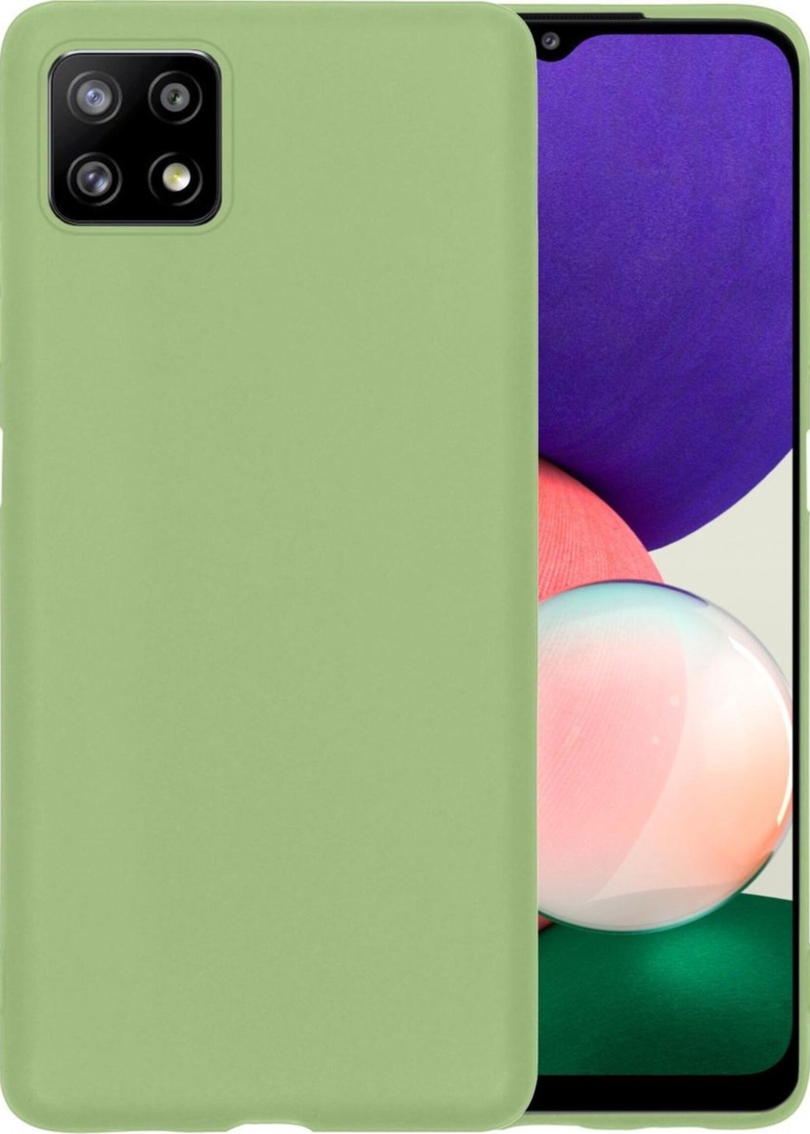 BTH Hoesje Geschikt voor Samsung A22 5G Hoesje Siliconen Case Hoes - Hoes Geschikt voor Samsung Galaxy A22 5G Hoes Cover Case - Groen