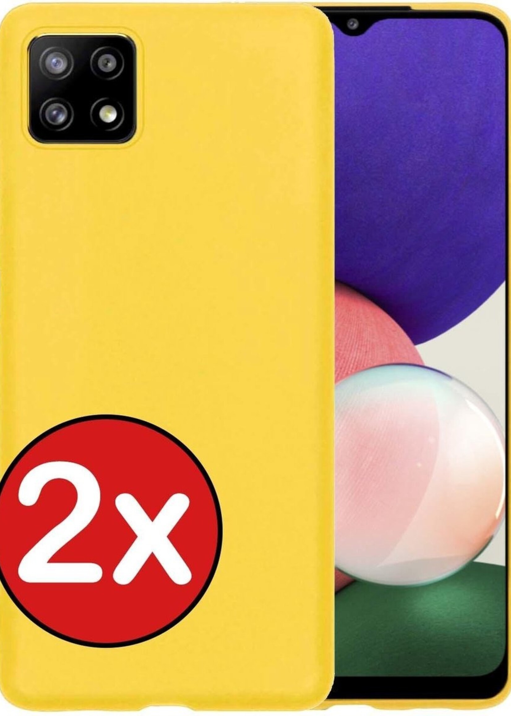 BTH Hoesje Geschikt voor Samsung A22 5G Hoesje Siliconen Case Hoes - Hoes Geschikt voor Samsung Galaxy A22 5G Hoes Cover Case - Geel - 2 PACK