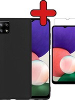 BTH BTH Samsung Galaxy A22 5G hoesje siliconen zwart met screenprotector
