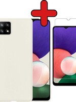 BTH BTH Samsung Galaxy A22 5G hoesje siliconen wit met screenprotector