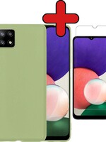 BTH BTH Samsung Galaxy A22 5G hoesje siliconen groen met screenprotector