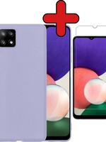 BTH BTH Samsung Galaxy A22 5G hoesje siliconen lila met screenprotector