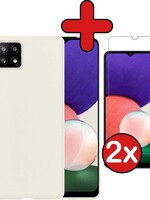 BTH BTH Samsung Galaxy A22 5G hoesje siliconen wit met 2x screenprotector