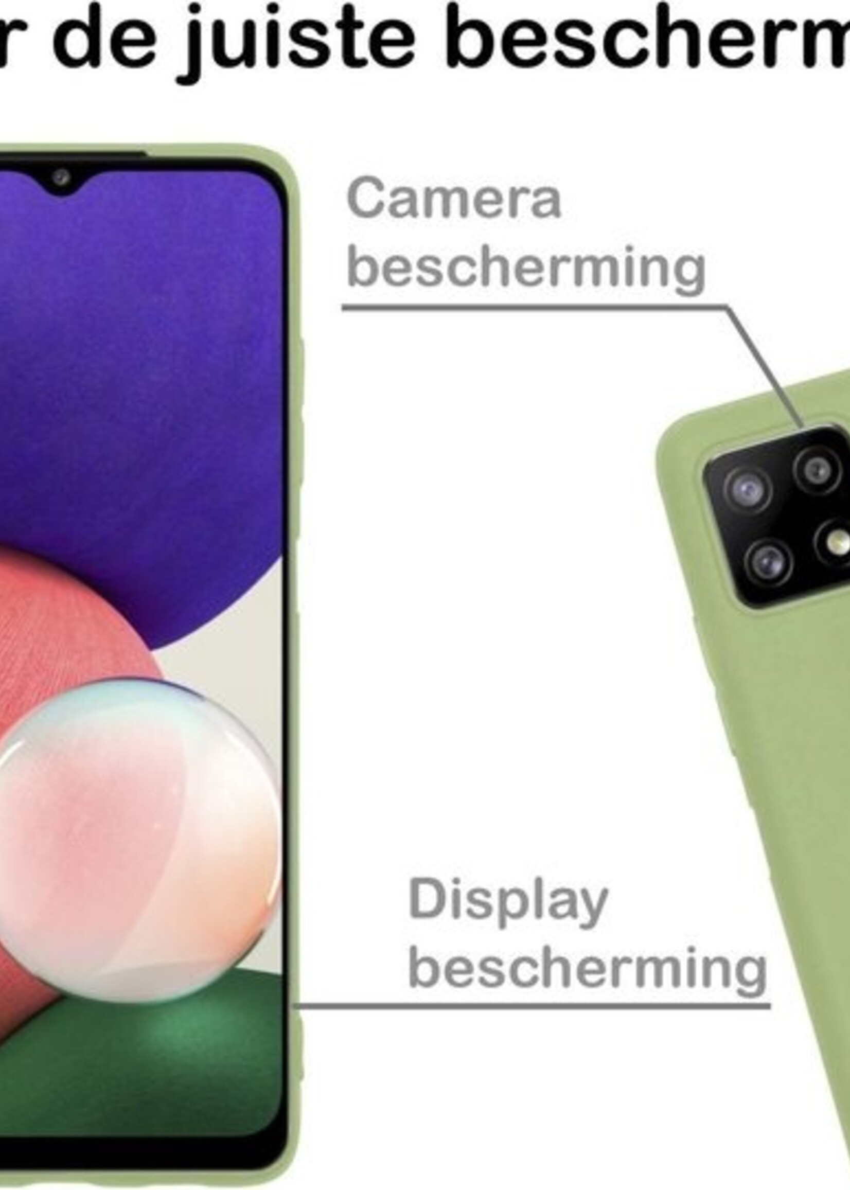 BTH Hoesje Geschikt voor Samsung A22 5G Hoesje Siliconen Case Hoes Met 2x Screenprotector - Hoes Geschikt voor Samsung Galaxy A22 5G Hoes Cover Case - Groen