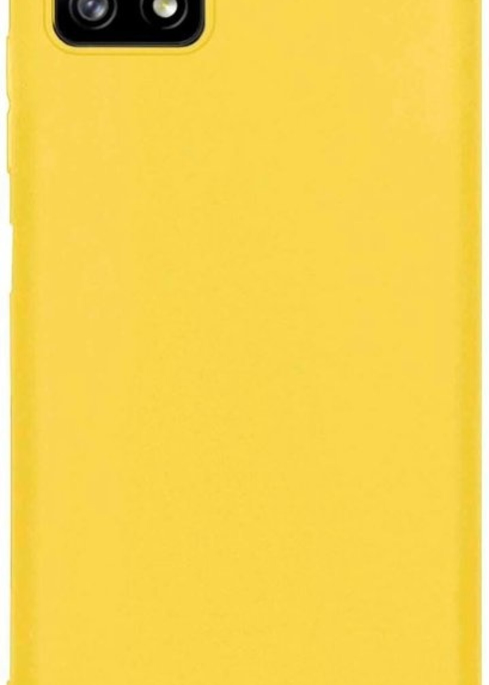 BTH Hoesje Geschikt voor Samsung A22 5G Hoesje Siliconen Case Hoes Met 2x Screenprotector - Hoes Geschikt voor Samsung Galaxy A22 5G Hoes Cover Case - Geel