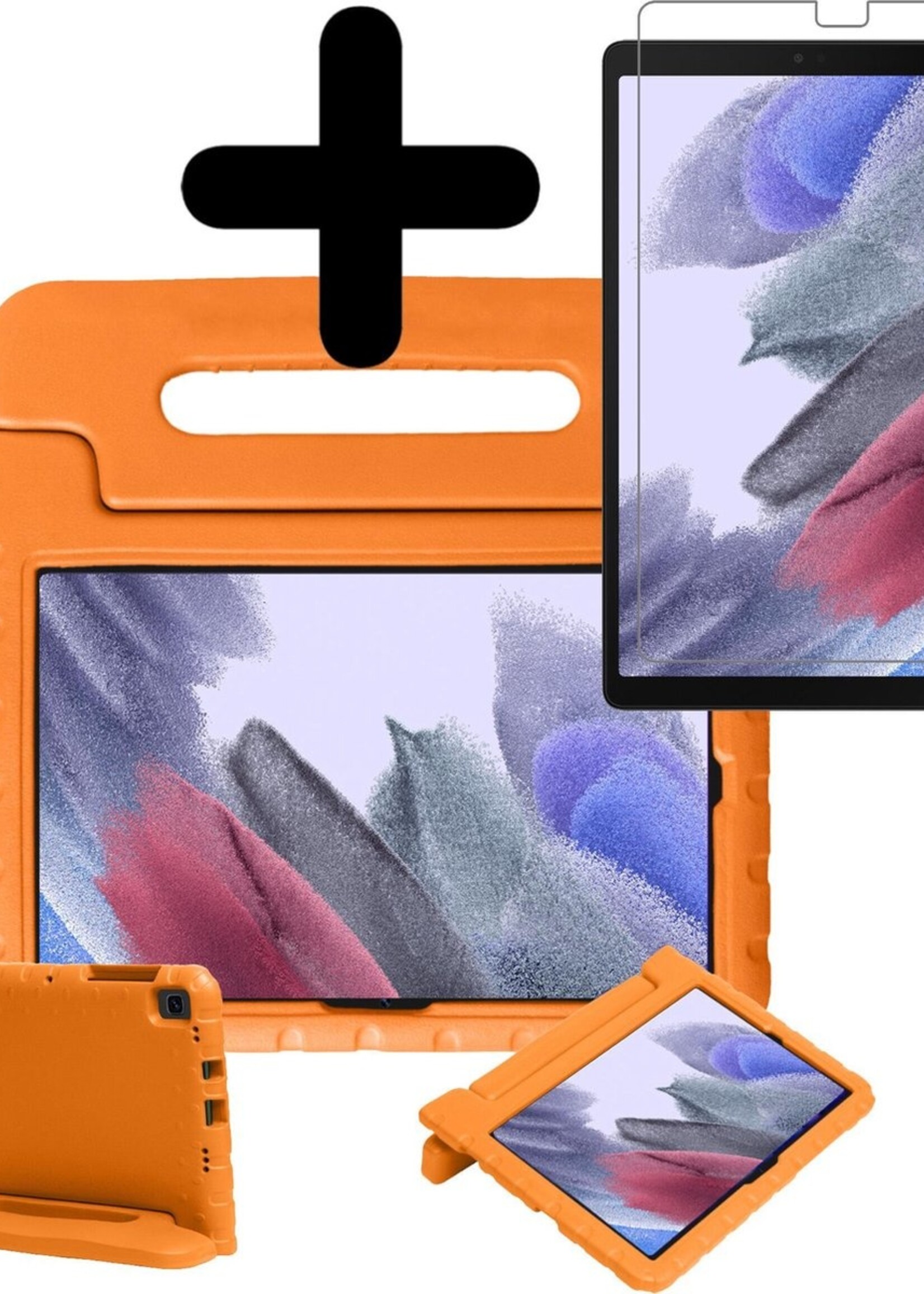 BTH Kinderhoes Geschikt voor Samsung Galaxy Tab A7 Lite Hoes Kinder Hoesje Kids Case Cover Kidsproof Met Screenprotector - Hoesje Geschikt voor Samsung Tab A7 Lite Hoesje Kinder Hoes - Oranje