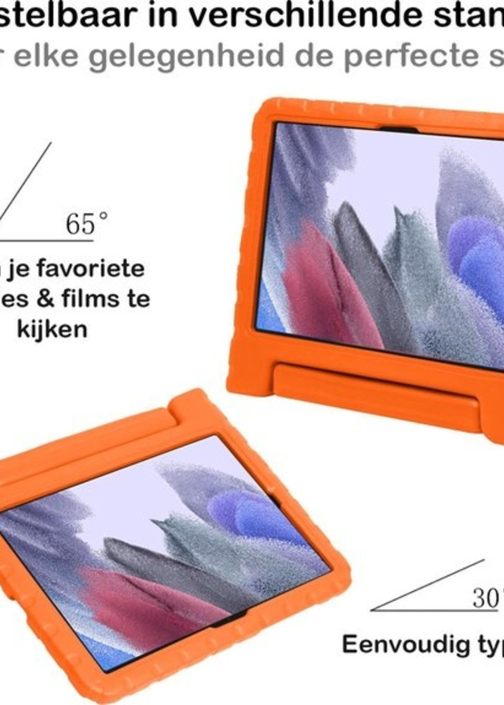 BTH Kinderhoes Geschikt voor Samsung Galaxy Tab A7 Lite Hoes Kinder Hoesje Kids Case Cover Kidsproof Met Screenprotector - Hoesje Geschikt voor Samsung Tab A7 Lite Hoesje Kinder Hoes - Oranje