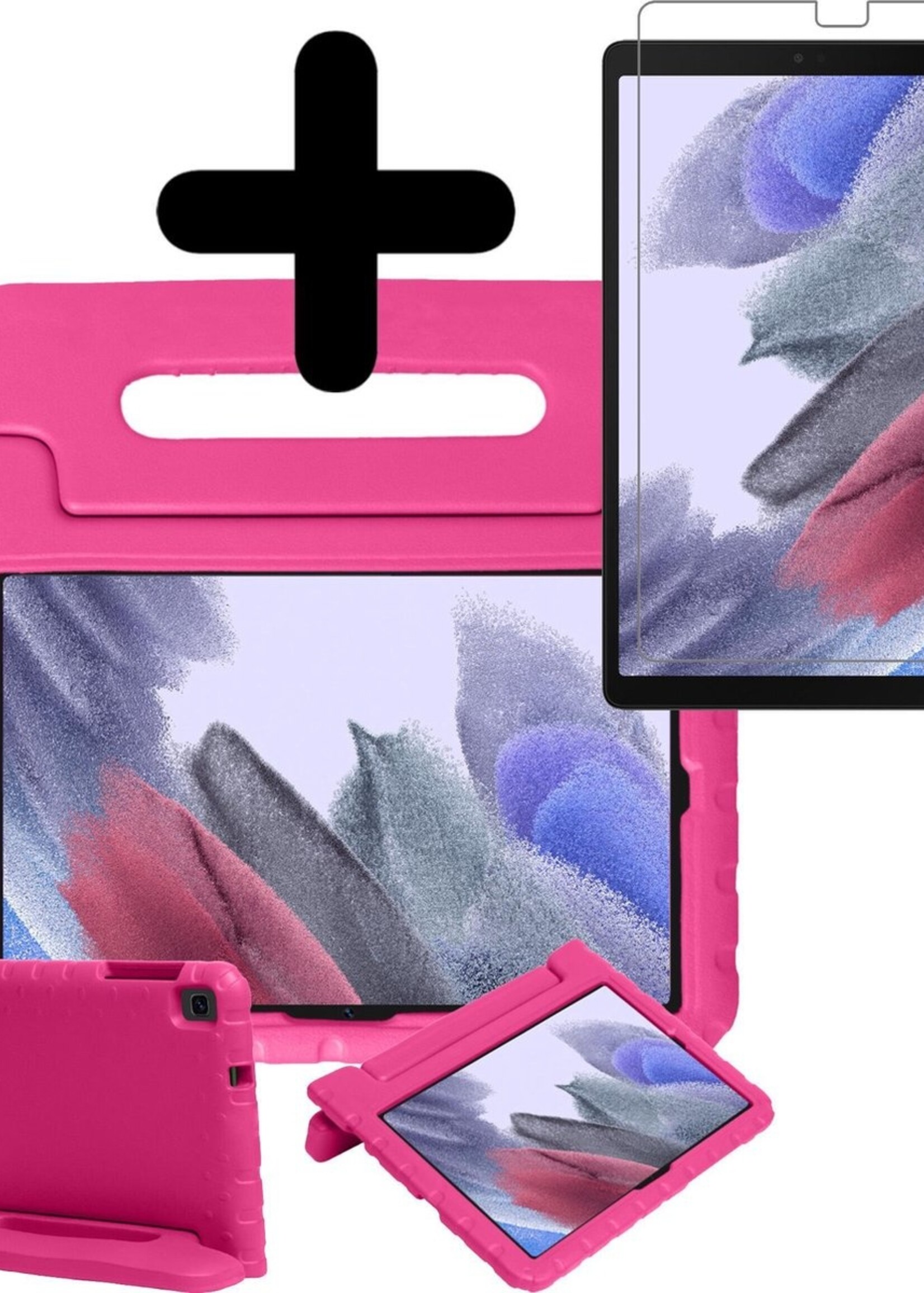 BTH Kinderhoes Geschikt voor Samsung Galaxy Tab A7 Lite Hoes Kinder Hoesje Kids Case Cover Kidsproof Met Screenprotector - Hoesje Geschikt voor Samsung Tab A7 Lite Hoesje Kinder Hoes - Roze